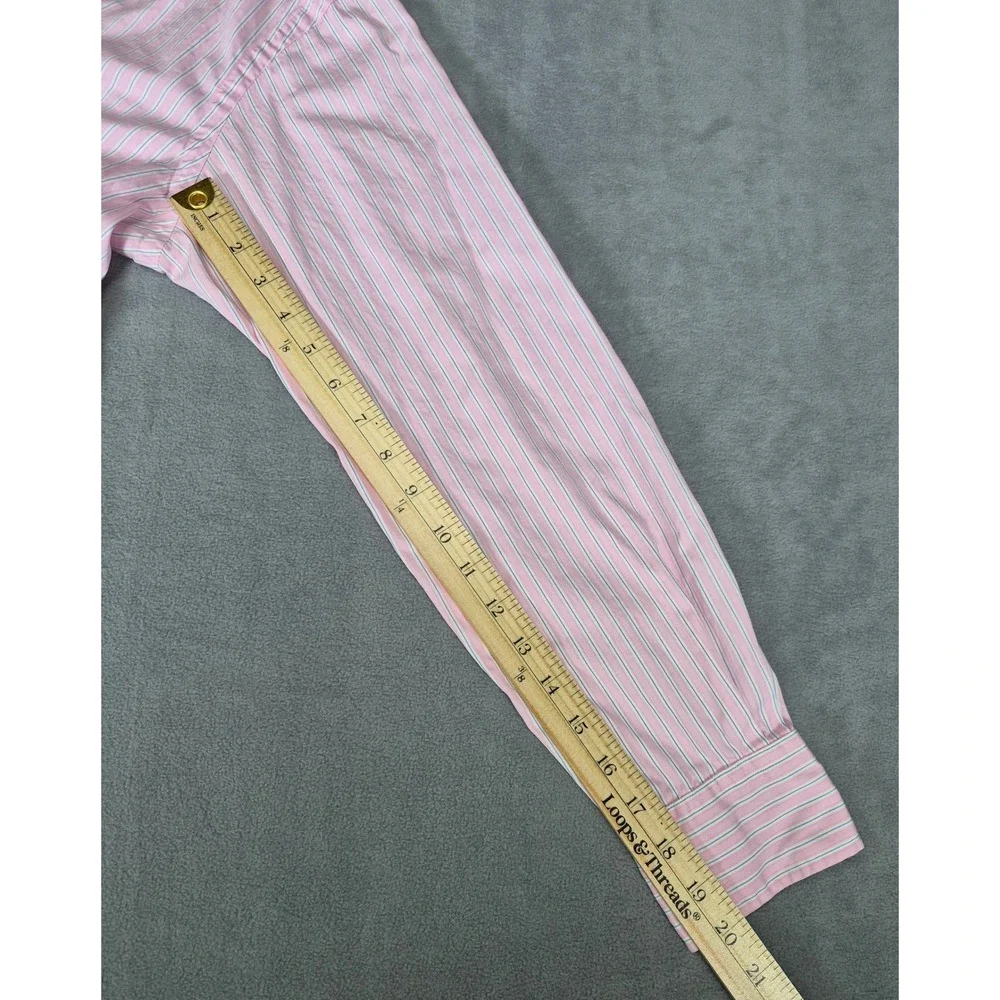 Polo Ralph Lauren Regent Classic Fit Pink Blue Striped Dress Shirt Mens 15 32/33